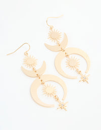 Gold Celestial Diamante Drop Earrings - link has visual effect only