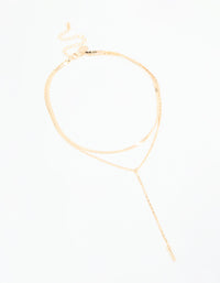 Gold Snake Chain Layered Y-Necklace - link has visual effect only