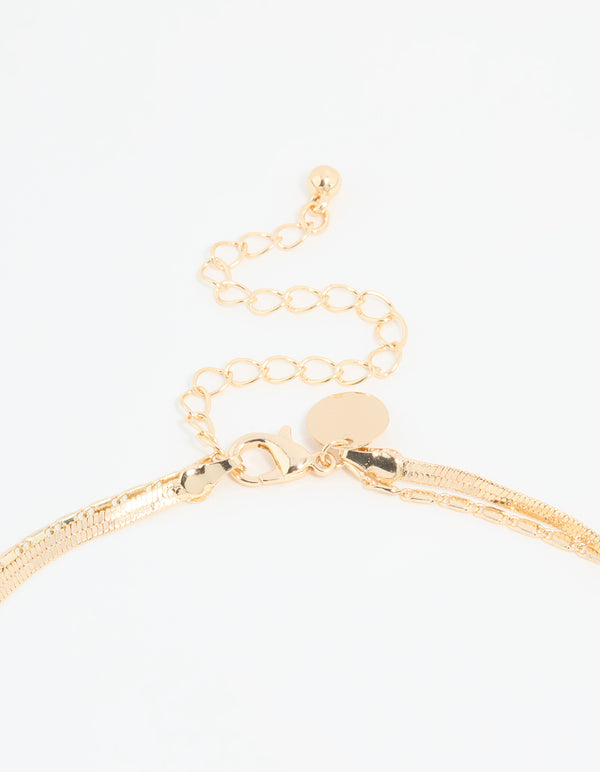 Gold Snake Chain Layered Y-Necklace
