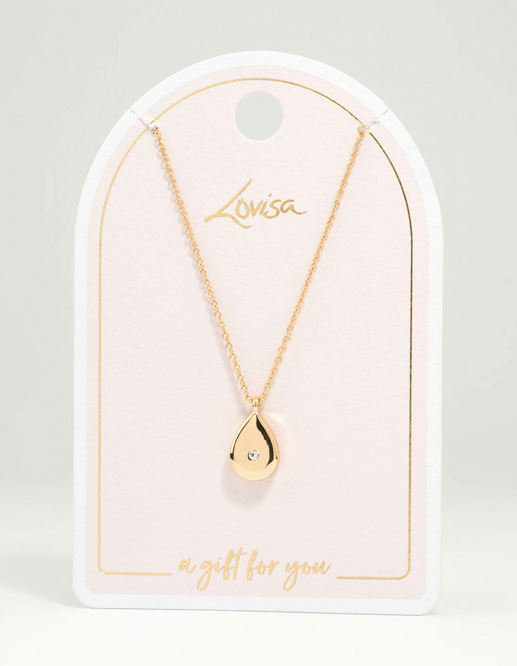 Gold Teardrop Diamante Pendant Necklace