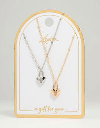 Mixed Metal Heart Locket Necklaces 2-Pack - link has visual effect only