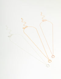 Mixed Metal Circle Pendant Necklaces 3-Pack - link has visual effect only