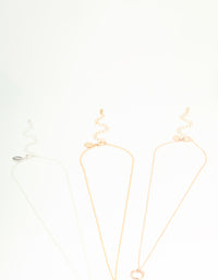 Mixed Metal Circle Pendant Necklaces 3-Pack - link has visual effect only