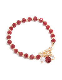 Gold Pearl & Pink Diamante Charm Bracelet - link has visual effect only