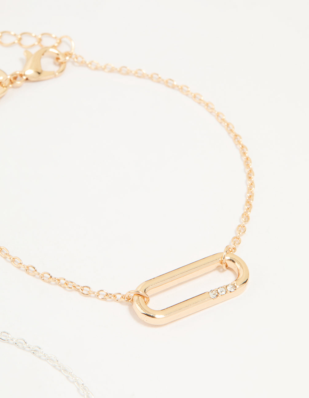 Mixed Metals Diamante Oval Centre Bracelets 3-Pack