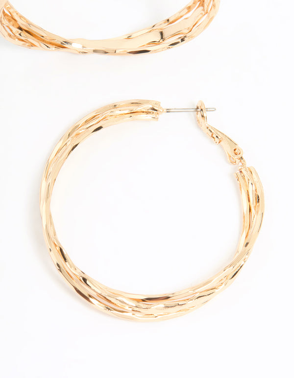 Gold Wrapped Hoop Earrings