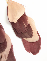 Gold Burgundy & Pink Feather Drop Earrings - link has visual effect only