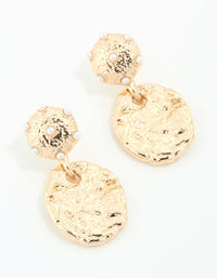 Gold Molten Circle Drop Earrings - link has visual effect only