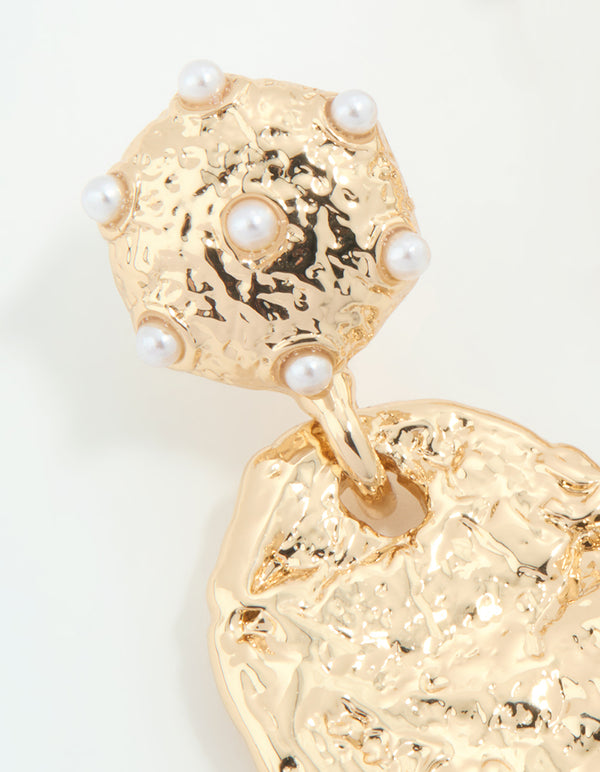 Gold Molten Circle Drop Earrings