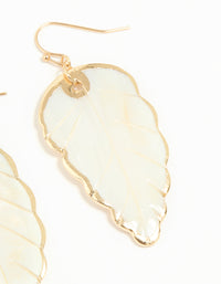 Gold Genuine Shell Leaf Drop Earrings - link has visual effect only