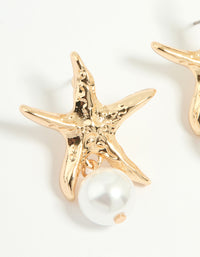 Gold Pearl Starfish Drop Earrings - link has visual effect only