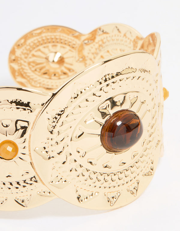 Gold Molten Circle Wrist Cuff