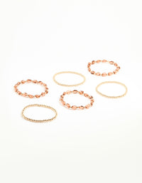 Gold Brown Beaded Stretch Bracelets 6-Pack - link has visual effect only