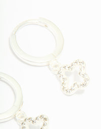 Sterling Silver Cubic Zirconia Flower Huggie Earrings - link has visual effect only