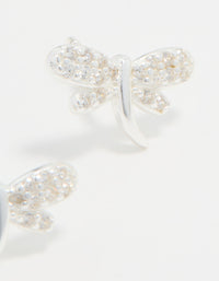 Sterling Silver Cubic Zirconia Dragonfly Stud Earrings - link has visual effect only
