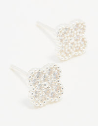 Sterling Silver Cubic Zirconia Pave Flower Stud Earrings - link has visual effect only