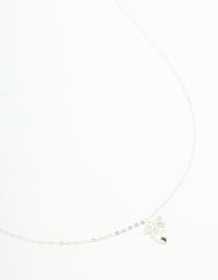 Sterling Silver Bow & Heart Drop Necklace - link has visual effect only