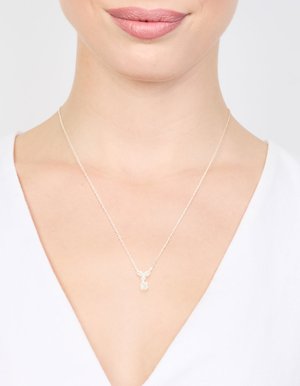 Sterling Silver Cubic Zirconia Drop Necklace
