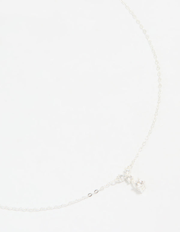 Sterling Silver Cubic Zirconia Drop Necklace