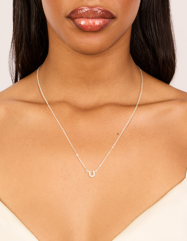 Sterling Silver Cubic Zirconia Horseshoe Necklace