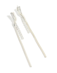 Silver Cubic Zirconia Snake Chain Drop Earrings - link has visual effect only