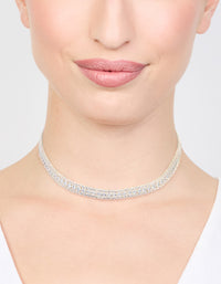Silver Cubic Zirconia Thick Cupchain Choker Necklace - link has visual effect only