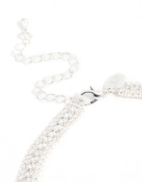 Silver Cubic Zirconia Thick Cupchain Choker Necklace - link has visual effect only