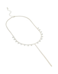 Silver Cubic Zirconia Square Drop Y-Necklace - link has visual effect only