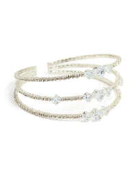 Silver Cubic Zirconia Layered Bangle - link has visual effect only