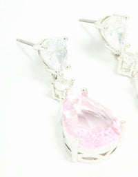 Silver Pink Cubic Zirconia Pear Drop Earrings - link has visual effect only