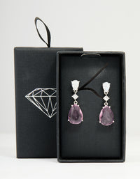 Silver Pink Cubic Zirconia Pear Drop Earrings - link has visual effect only