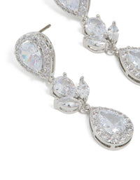 Silver Cubic Zirconia Double Halo Drop Earrings - link has visual effect only