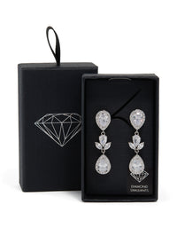 Silver Cubic Zirconia Double Halo Drop Earrings - link has visual effect only