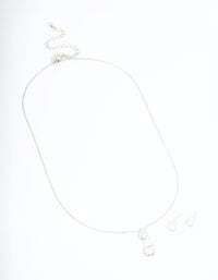 Silver Cubic Zirconia Classic Teardrop Earrings & Necklace Set - link has visual effect only