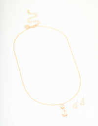 Gold Cubic Zirconia Classic Teardrop Earrings & Necklace Set - link has visual effect only