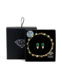 Gold Plated Green Cubic Zirconia Tennis Bracelet & Earrings Set - link has visual effect only