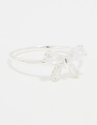 Sterling Silver Cubic Zirconia Bow Crystal Ring - link has visual effect only