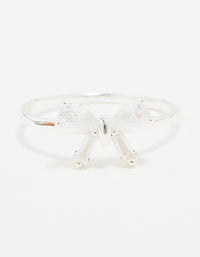 Sterling Silver Cubic Zirconia Bow Crystal Ring - link has visual effect only