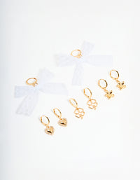 Gold White Bow & Clover Shoe Charms Pack - link has visual effect only