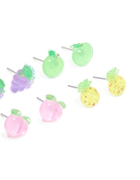 Kids Silver Juicy Fruit Stud Earrings 6-Pack - link has visual effect only
