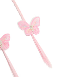 Kids Pink Faux Hair Fabric Butterfly Clips 2-Pack - link has visual effect only