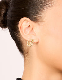 Gold Thick Chain Huggie Earrings - link has visual effect only