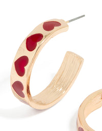 Gold Heart Print Hoop Earrings - link has visual effect only