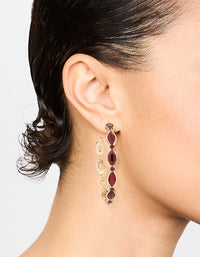 Gold Red Stone Marquise Hoop Earrings - link has visual effect only