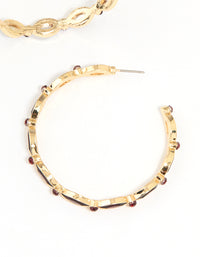 Gold Red Stone Marquise Hoop Earrings - link has visual effect only