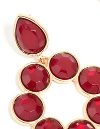 Gold Red Round Stone Drop Earrings - link has visual effect only