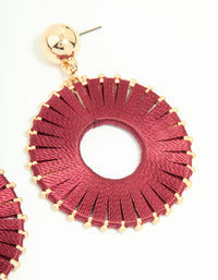 Gold Red Threaded Wheel Drop Earrings - link has visual effect only