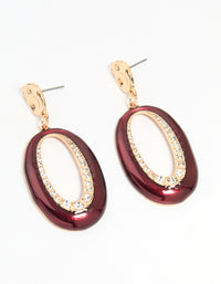 Gold Red Enamel & Diamante Open Drop Earrings - link has visual effect only