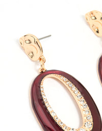 Gold Red Enamel & Diamante Open Drop Earrings - link has visual effect only