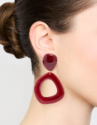 Red Acrylic Organic Open Square Oval Drop Earrings - link has visual effect only